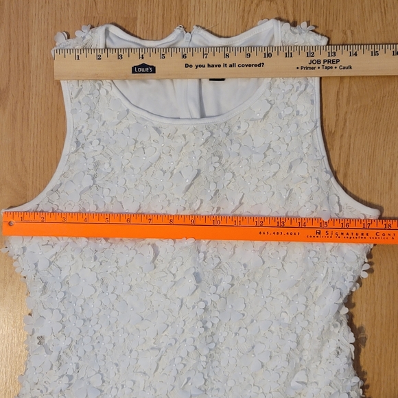 Nina Leonard Sz XL White Lacy Floral Embellished Stretch Dress. - Picture 14 of 16